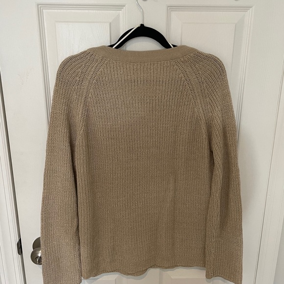 Lace up camel knit sweater L - Picture 2 of 3